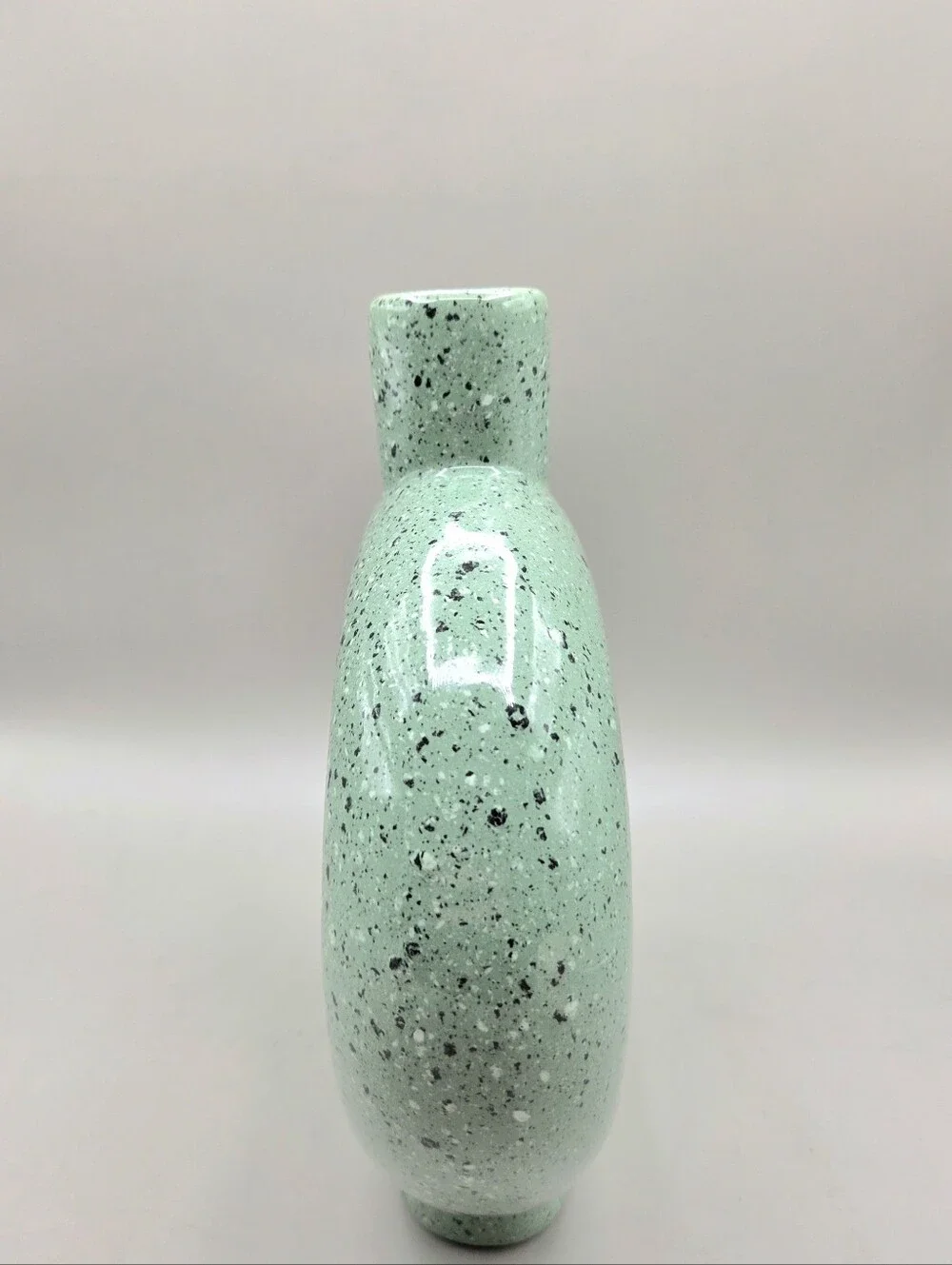 Modern Green Speckled Ceramic Donut Vase